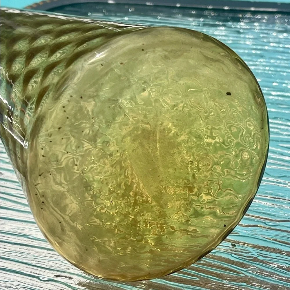 Vintage MCM‎ Empoli Glass Amber Genie Bottle Decanter Stopper Italy DAMAGE